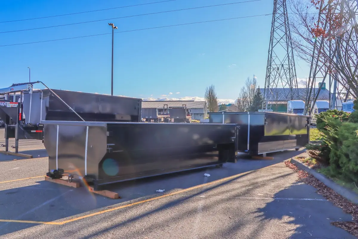 Roll-off dumpster ready for waste disposal at job site for 2 Yard Dumpster Rental in Nyack